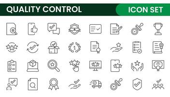 Quality Control line icon set. Included the icons as inspect, QA, qualify, quality control, check, verify, and more. vector