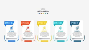 Five Step Infographic design element template for presentation. info graphic illustration. process diagram and presentations step, banner, flow chart, 5 option template. vector