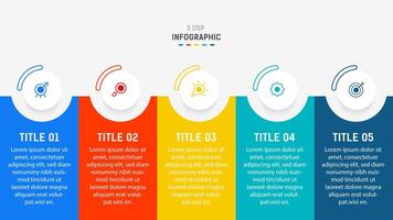 Five Step Infographic design element template for presentation. info graphic illustration. process diagram and presentations step, banner, flow chart, 5 option template. vector