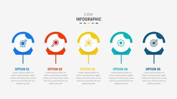 Five Step Infographic design element template for presentation. info graphic illustration. process diagram and presentations step, banner, flow chart, 5 option template. vector