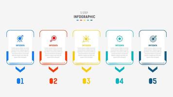Five Step Infographic design element template for presentation. info graphic illustration. process diagram and presentations step, banner, flow chart, 5 option template. vector