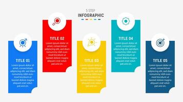 Five Step Infographic design element template for presentation. info graphic illustration. process diagram and presentations step, banner, flow chart, 5 option template. vector