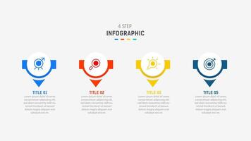 Four Step Infographic design element template for presentation. info graphic illustration. process diagram and presentations step, banner, flow chart, 4 option template. vector