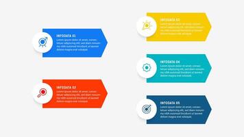 Five Step Infographic design element template for presentation. info graphic illustration. process diagram and presentations step, banner, flow chart, 5 option template. vector