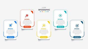 Five Step Infographic design element template for presentation. info graphic illustration. process diagram and presentations step, banner, flow chart, 5 option template. vector