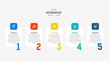 Five Step Infographic design element template for presentation. info graphic illustration. process diagram and presentations step, banner, flow chart, 5 option template. vector
