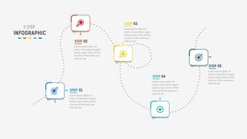 Five Step Infographic design element template for presentation. info graphic illustration. process diagram and presentations step, banner, flow chart, 5 option template. vector