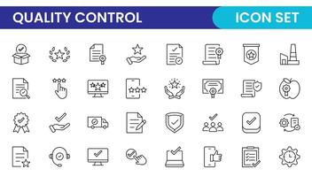 Quality Control line icon set. Included the icons as inspect, QA, qualify, quality control, check, verify, and more. vector