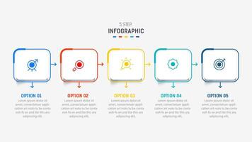 Five Step Infographic design element template for presentation. info graphic illustration. process diagram and presentations step, banner, flow chart, 5 option template. vector