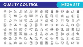 Quality Control line icon set. Included the icons as inspect, QA, qualify, quality control, check, verify, and more. vector