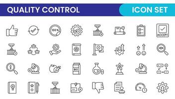 Quality Control line icon set. Included the icons as inspect, QA, qualify, quality control, check, verify, and more. vector