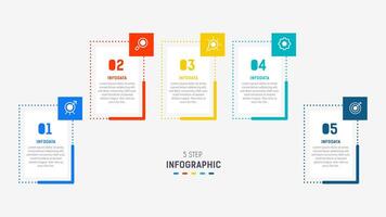 Five Step Infographic design element template for presentation. info graphic illustration. process diagram and presentations step, banner, flow chart, 5 option template. vector