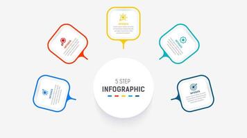 Five Step Infographic design element template for presentation. info graphic illustration. process diagram and presentations step, banner, flow chart, 5 option template. vector