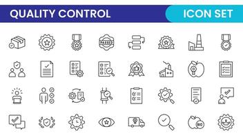 Quality Control line icon set. Included the icons as inspect, QA, qualify, quality control, check, verify, and more. vector