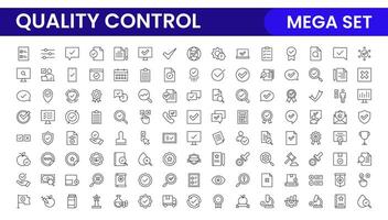 Quality Control line icon set. Included the icons as inspect, QA, qualify, quality control, check, verify, and more. vector