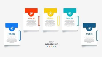 Five Step Infographic design element template for presentation. info graphic illustration. process diagram and presentations step, banner, flow chart, 5 option template. vector
