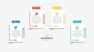 Four Step Infographic design element template for presentation. info graphic illustration. process diagram and presentations step, banner, flow chart, 4 option template. vector