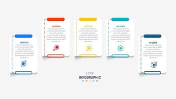Five Step Infographic design element template for presentation. info graphic illustration. process diagram and presentations step, banner, flow chart, 5 option template. vector