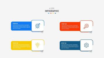 four Step Infographic design element template for presentation. info graphic illustration. process diagram and presentations step, banner, flow chart, 4 option template. vector