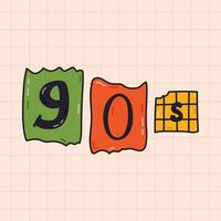 Groovy hand drawn lettering with 90s with anonymous numbers, letter in Y2k aesthetic. Retro typography of 1990s years with alphabet cut out from newspapers, journals, magazines. Nostalgic, 90s vibes. vector