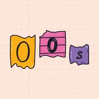 Groovy hand drawn lettering with 00s with anonymous numbers, letter in Y2k aesthetic. Retro typography of 2000s years with alphabet cut out from newspapers, journals, magazines. Nostalgic, 00s vibes. vector