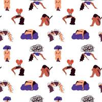 Seamless pattern with sad and unhappy people experiencing depression and grief. A woman with a mental disorder feeling sorrow vector