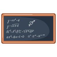 Mathematical formulas are written on the board with a heart drawn above them. vector