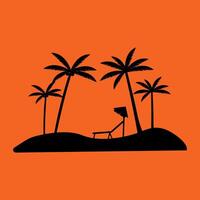 Palm tree silhouette coconut icon. Tropic palm tree black summer isolated design background vector