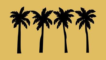 Palm tree silhouette coconut icon Tropic palm tree black summer isolated design background vector