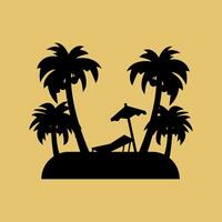 Palm tree silhouette coconut icon. Tropic palm tree black summer isolated design background vector