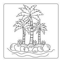 Palm trees coloring book. Beautiful palma tree set illustration on white background vector