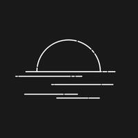 Minimalistic line art drawing sunset. illustration vector