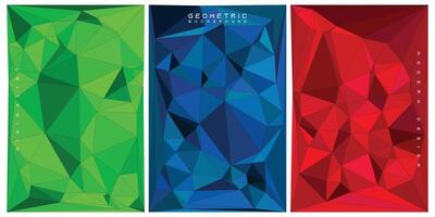 Geometric background with triangles. Green, blue, red geometric background. vector