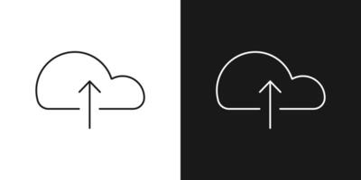 Cloud upload line icon black and white. vector
