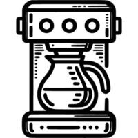 Coffee machine with glass drink jug doodle icon. Automated coffee making machine. Simple minimalistic symbol in black on white background vector