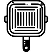 Square grill pan top view doodle icon. Simple minimalistic symbol in black on white background vector