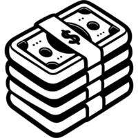 Stack of paper american dollars in monochrome. Simple minimalistic in black ink drawing on white background vector