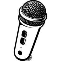 Electronic microphone for karaoke in monochrome. Simple minimalistic in black ink drawing on white background vector