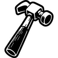 Double sided hammer with nail puller in monochrome. Modern hand tool. Simple minimalistic in black ink drawing on white background vector