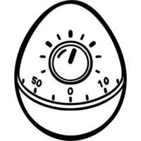 Kitchen egg timer in monochrome. Simple minimalistic in black ink drawing on white background vector