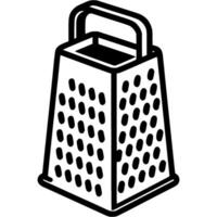Grater for vegetables in monochrome. Simple minimalistic in black ink drawing on white background vector