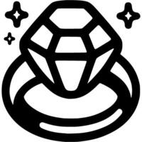 Precious ring with large diamond in monochrome. Simple minimalistic in black ink drawing on white background vector