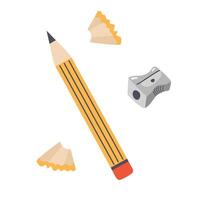 Pencil sharpener and sharpener icon. Flat illustration. vector