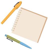 Notebook and pen on a white background. illustration in flat style. vector