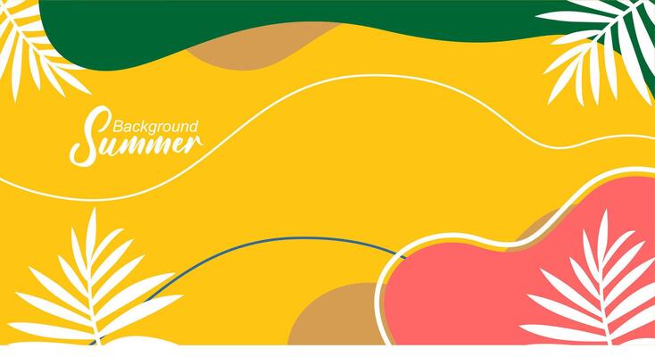 Summer background with tropical leaves. illustration in trendy flat style.