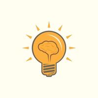 Light bulb with a brain inside, creating ideas, creative concept. Suitable for various related projects vector
