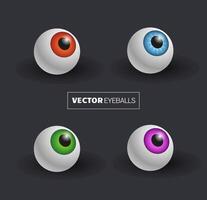 3D Eyeballs with a different color of the iris illustration on dark grey background vector