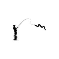 Silhouette of the Fisherman or Angler Catch Moray Eel, can use for Art Illustration, Logo Gram, Sticker, or Graphic Design Element vector