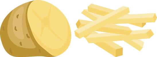 Fresh potato half and sticks vector