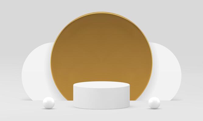 3d luxury podium pedestal mock up for cosmetic product show presentation realistic